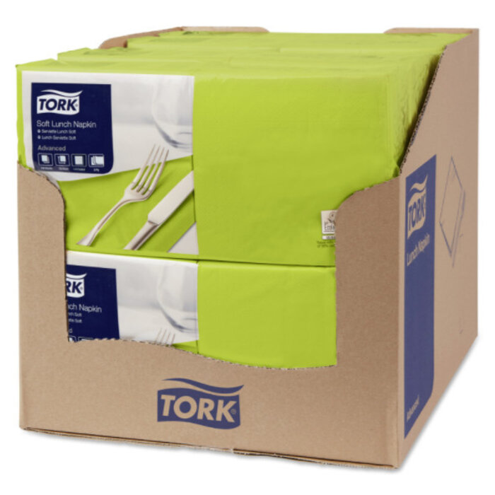 Tork Tork tissue servet 33x33cm 3-laags 1/4-vouw lime 10x150