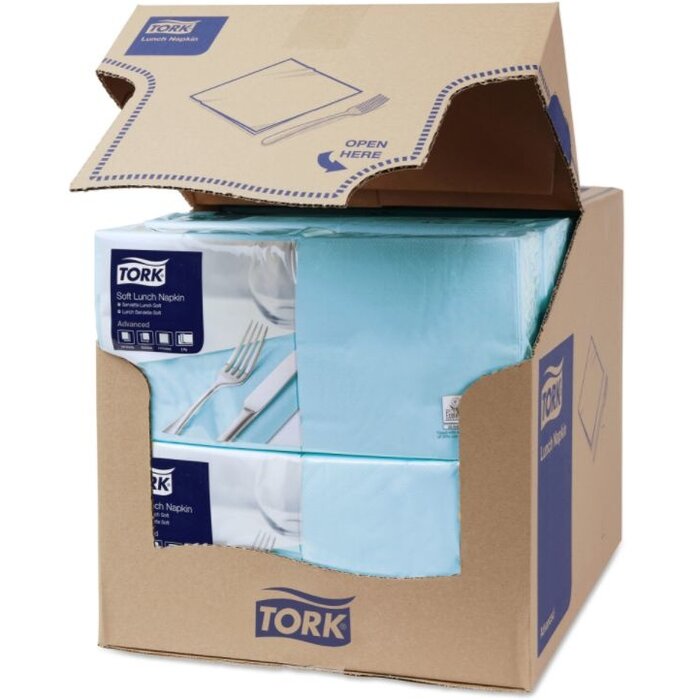 Tork Tork tissue servet 33x33cm 3-laags 1/4-vouw licht blauw 10x150