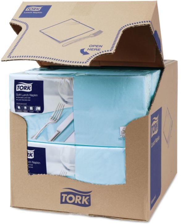 Tork Tork tissue servet 33x33cm 3-laags 1/4-vouw licht blauw 10x150