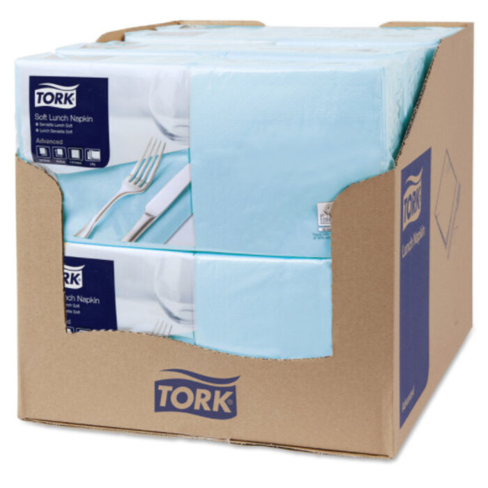 Tork Tork tissue servet 33x33cm 3-laags 1/4-vouw licht blauw 10x150