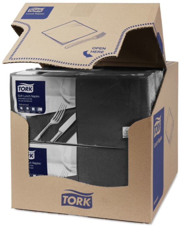 Tork Tork tissue servet 33x33cm 3-laags 1/4-vouw zwart 10x150
