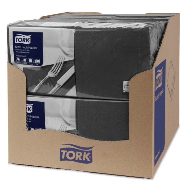 Tork Tork tissue servet 33x33cm 3-laags 1/4-vouw zwart 10x150