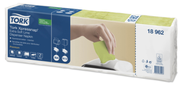 Tork Tork Xpressnap® dispenserservet 21,6x16,5cm 2-laags 1/2-vouw lime