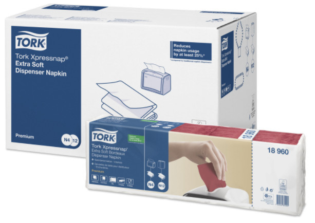 Tork Tork Xpressnap® dispenserservet 21,6x16,5cm 2-laags 1/2-vouw bordeaux rood