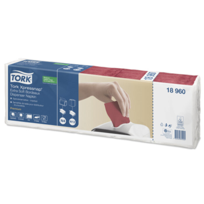 Tork Tork Xpressnap® dispenserservet 21,6x16,5cm 2-laags 1/2-vouw bordeaux rood