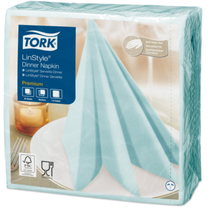 Tork Tork LinStyle® servet 39x39cm 1/4-vouw Aqua blue 12x50