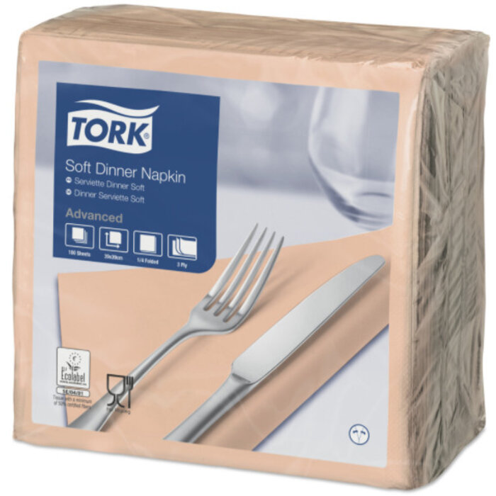 Tork Tork tissue servet 39x39cm 3-laags 1/4-vouw Perzik 12x100