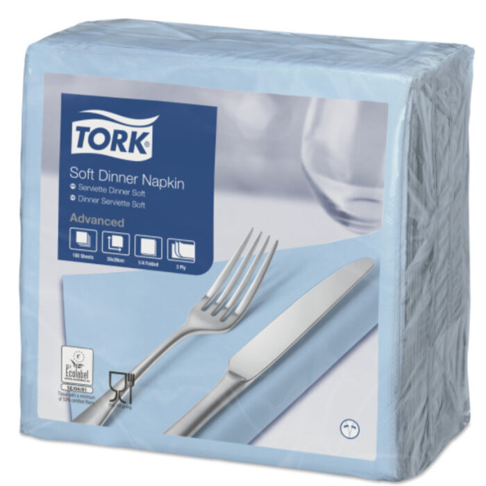 Tork Tork tissue servet 39x39cm 3-laags 1/4-vouw Lichtblauw 12x100