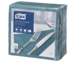 Tork Tork tissue servet 39x39cm 3-laags 1/4-vouw Blauwgroen 12x100