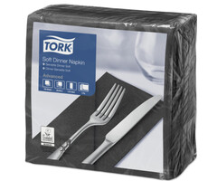 Tork Tork tissue servet 39x39cm 3-laags 1/8-vouw zwart 12x100
