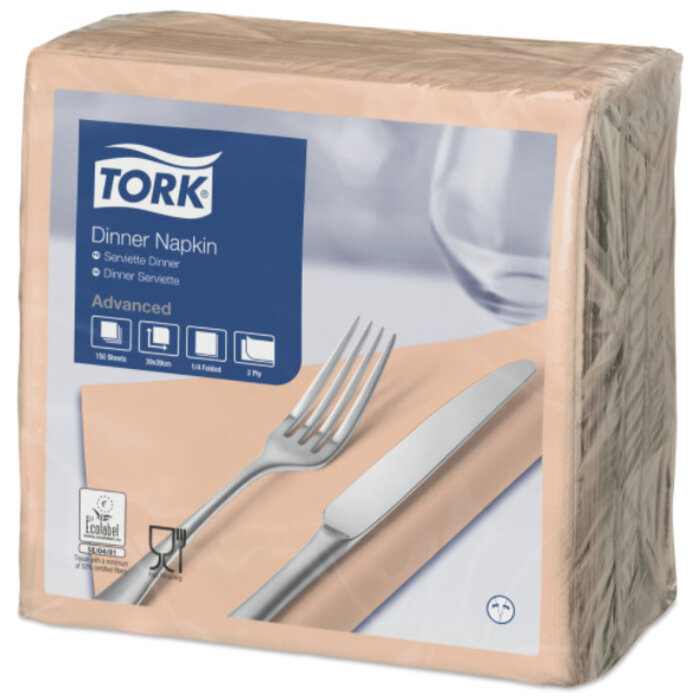 Tork Tork tissue servet 39x39cm 2-laags 1/4-vouw perzik 12x150