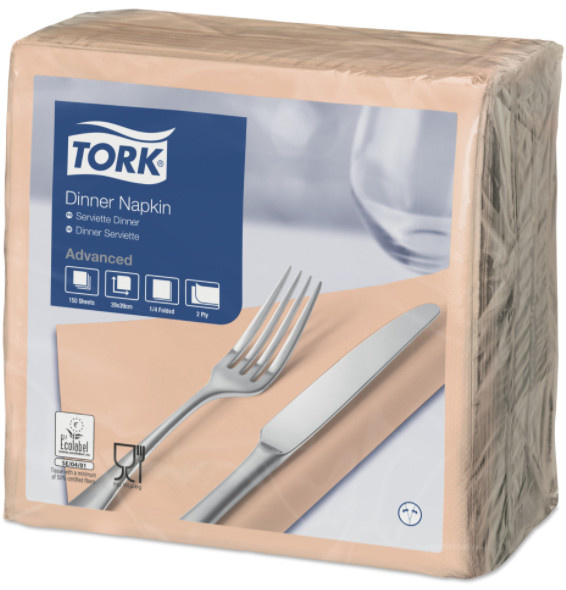 Tork Tork tissue servet 39x39cm 2-laags 1/4-vouw perzik 12x150