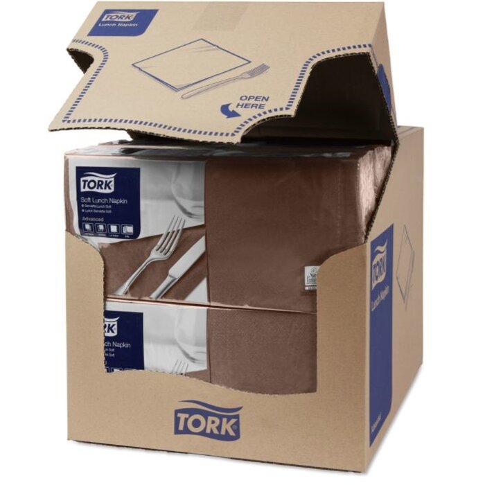 Tork Tork tissue servet 33x33cm 3-laags 1/4-vouw bruin 10x150