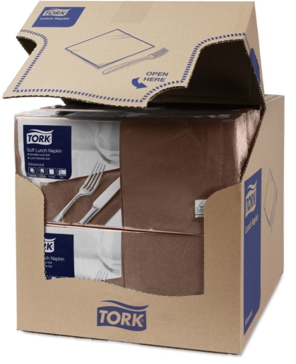 Tork Tork tissue servet 33x33cm 3-laags 1/4-vouw bruin 10x150