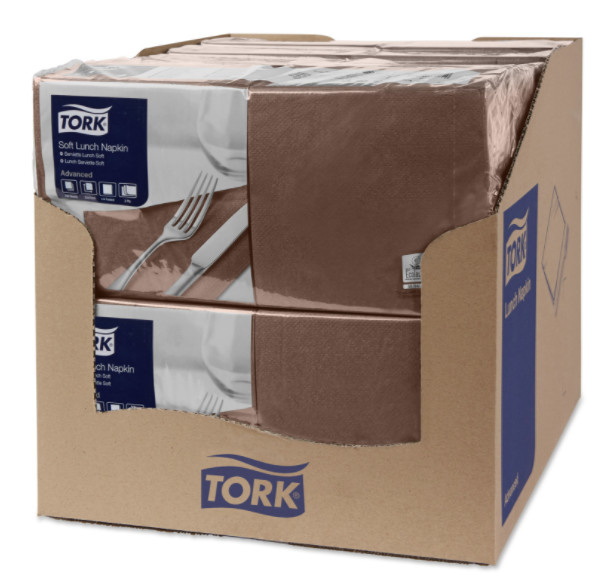 Tork Tork tissue servet 33x33cm 3-laags 1/4-vouw bruin 10x150