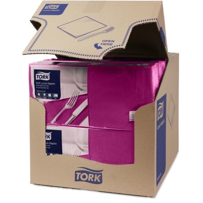Tork Tork tissue servet 33x33cm 3-laags 1/4-vouw paars 10x150