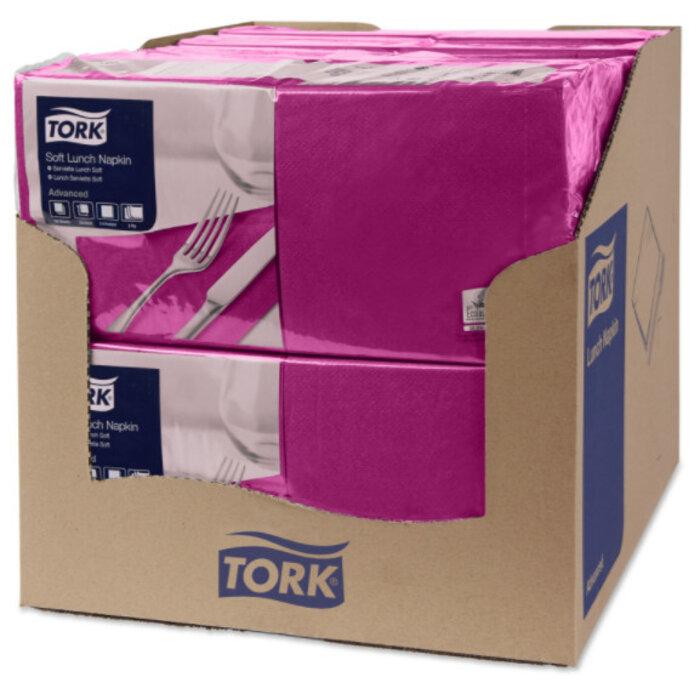 Tork Tork tissue servet 33x33cm 3-laags 1/4-vouw paars 10x150