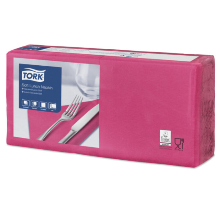 Tork Tork tissue servet 33x33cm 3-laags 1/4-vouw roze 10x150