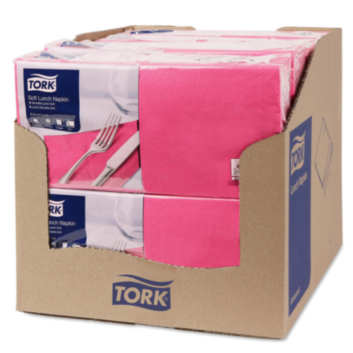 Tork Tork tissue servet 33x33cm 3-laags 1/4-vouw roze 10x150
