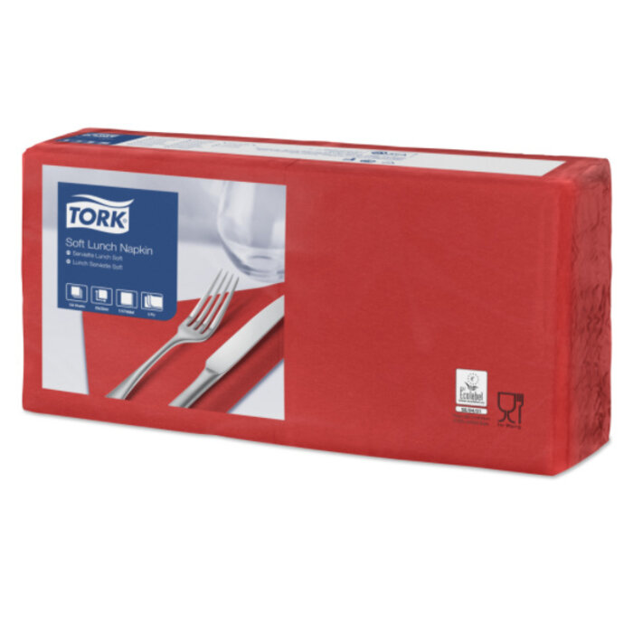 Tork Tork tissue servet 33x33cm 3-laags 1/4-vouw rood 10x150