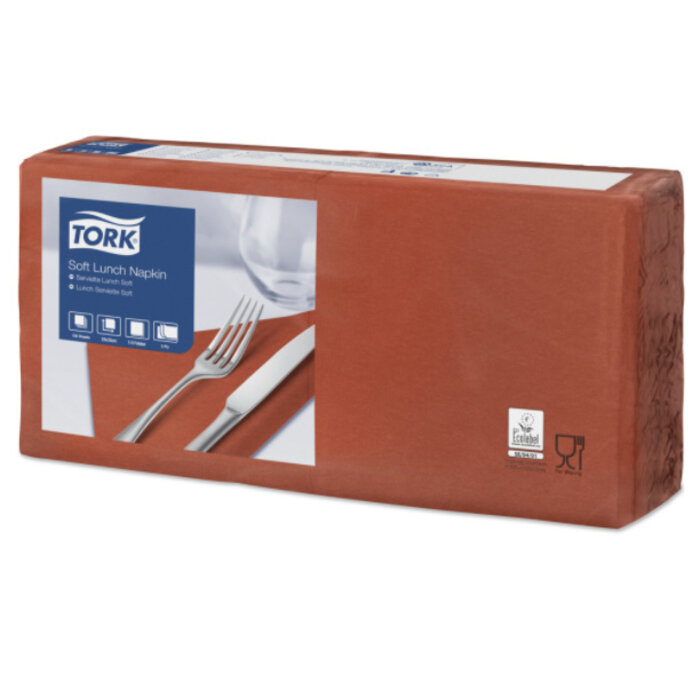 Tork Tork tissue servet 33x33cm 3-laags 1/4-vouw terracotta 10x150