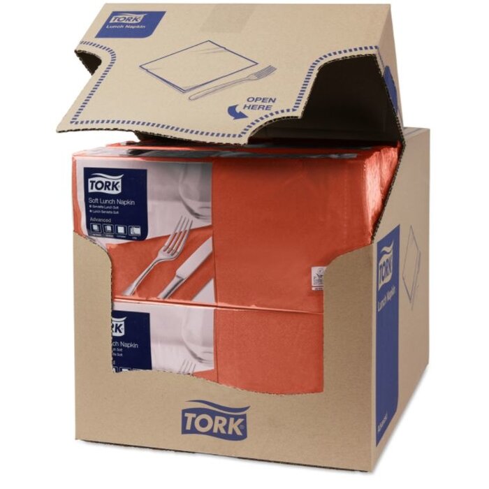 Tork Tork tissue servet 33x33cm 3-laags 1/4-vouw terracotta 10x150