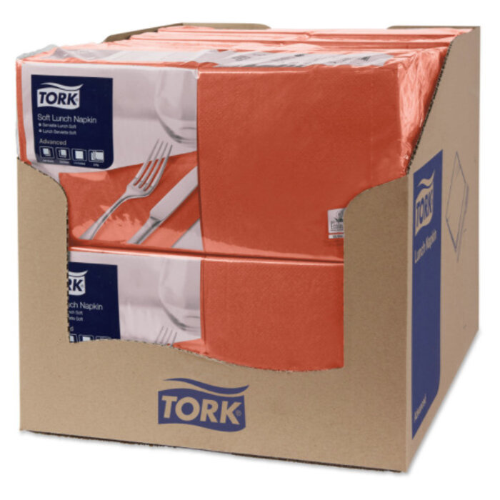 Tork Tork tissue servet 33x33cm 3-laags 1/4-vouw terracotta 10x150