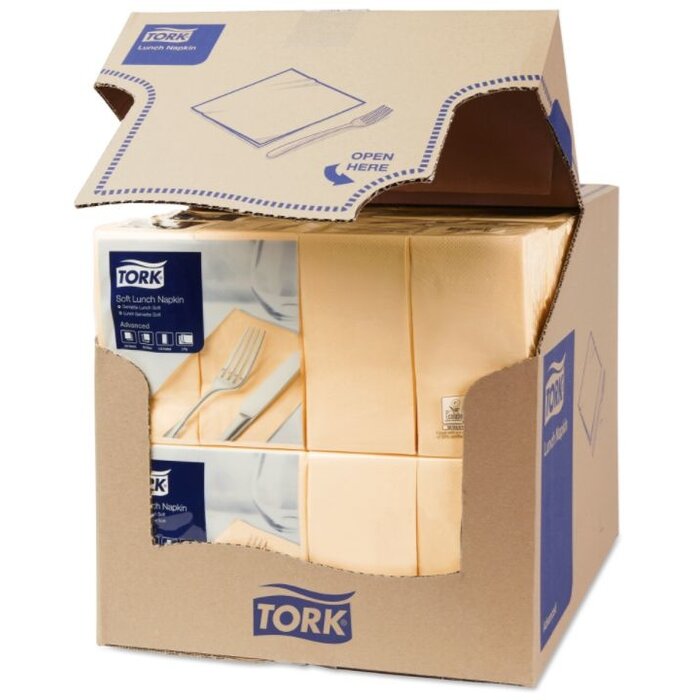 Tork Tork tissue servet 33x33cm 3-laags 1/8-vouw zand 10x150