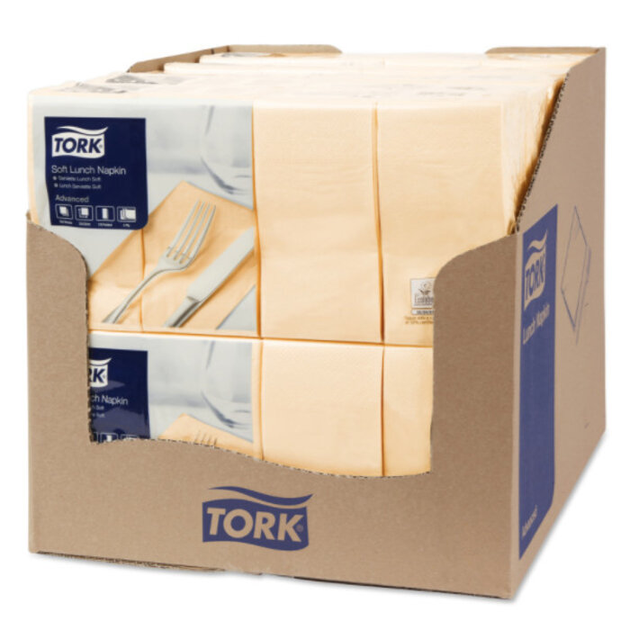 Tork Tork tissue servet 33x33cm 3-laags 1/8-vouw zand 10x150