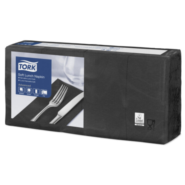 Tork Tork tissue servet 33x33cm 3-laags 1/8-vouw zwart 10x150