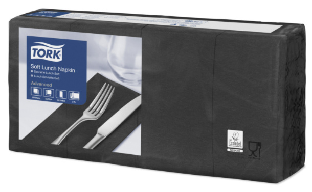 Tork Tork tissue servet 33x33cm 3-laags 1/8-vouw zwart 10x150