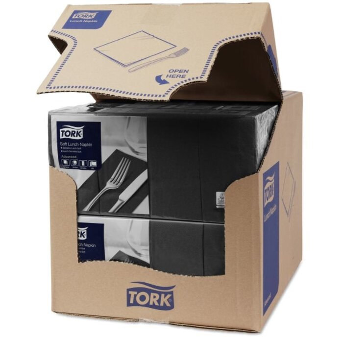 Tork Tork tissue servet 33x33cm 3-laags 1/8-vouw zwart 10x150