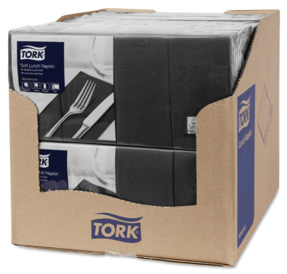 Tork Tork tissue servet 33x33cm 3-laags 1/8-vouw zwart 10x150