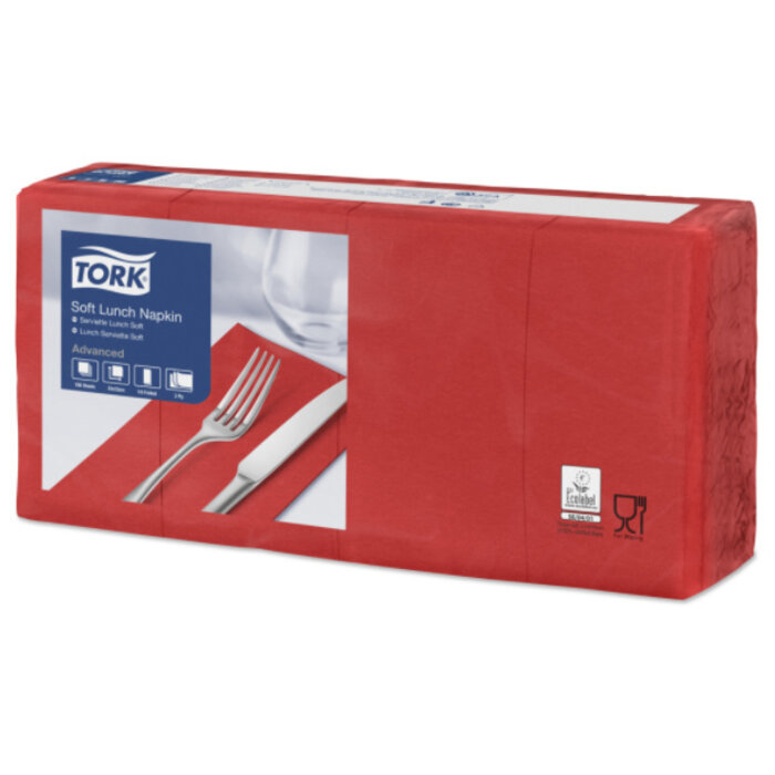 Tork Tork tissue servet 33x33cm 3-laags 1/8-vouw rood 10x150
