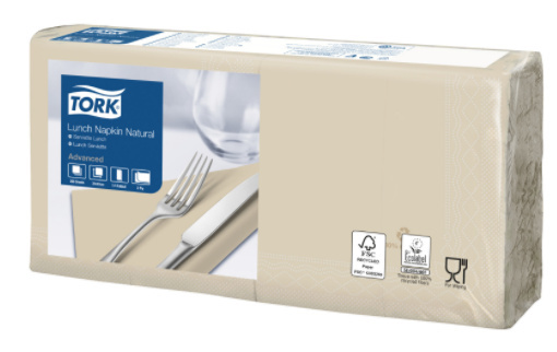 Tork Tork Lunchservet 33x33cm 2-laags 1/4 vouw 10x200 Naturel