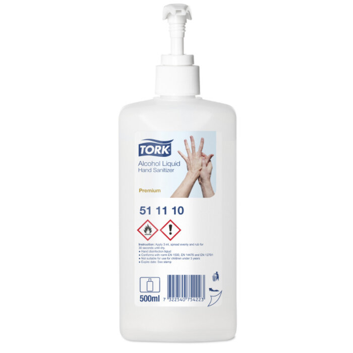 Tork Tork Alcohol Liquid voor Handdesinfectie, voor veelvuldig gebruik 500ml