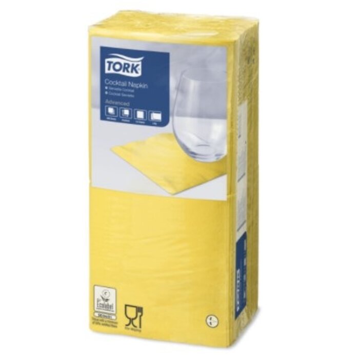 Tork Tork tissue servet 23x23cm 2-laags 1/4-vouw Geel 10x300