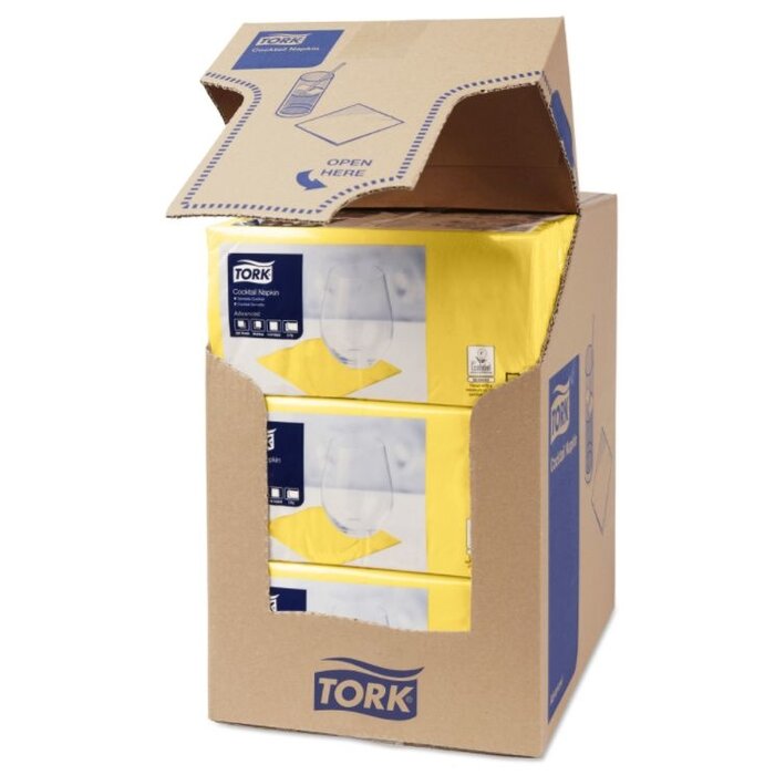 Tork Tork tissue servet 23x23cm 2-laags 1/4-vouw Geel 10x300