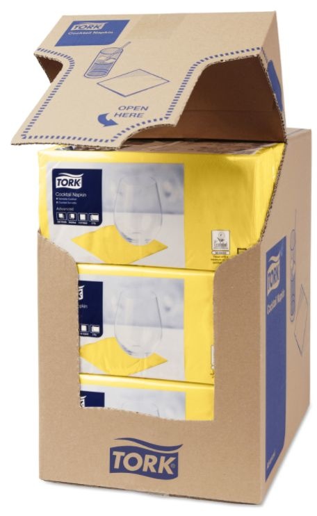 Tork Tork tissue servet 23x23cm 2-laags 1/4-vouw Geel 10x300