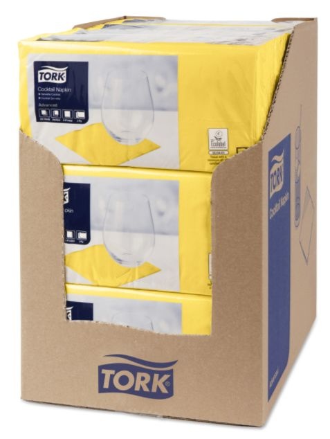 Tork Tork tissue servet 23x23cm 2-laags 1/4-vouw Geel 10x300