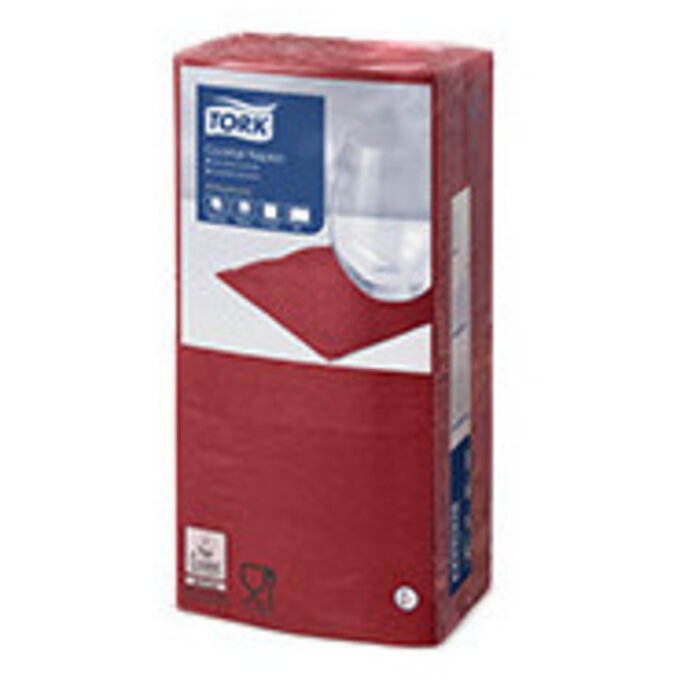 Tork Tork tissue servet 23x23cm 2-laags 1/4-vouw Bordeaux rood 10x300