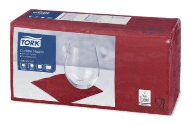Tork Tork tissue servet 23x23cm 2-laags 1/4-vouw Bordeaux rood 10x300