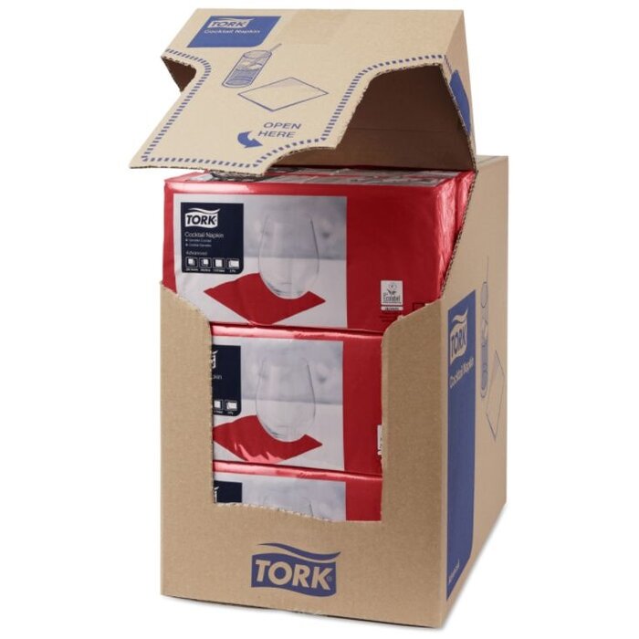 Tork Tork tissue servet 23x23cm 2-laags 1/4-vouw Bordeaux rood 10x300