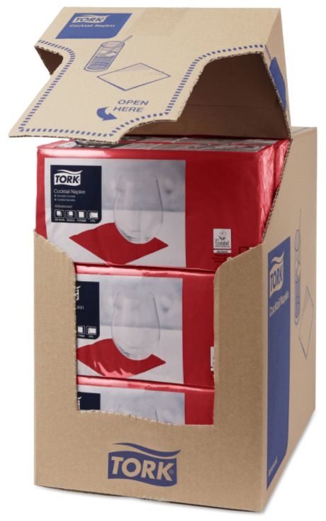 Tork Tork tissue servet 23x23cm 2-laags 1/4-vouw Bordeaux rood 10x300