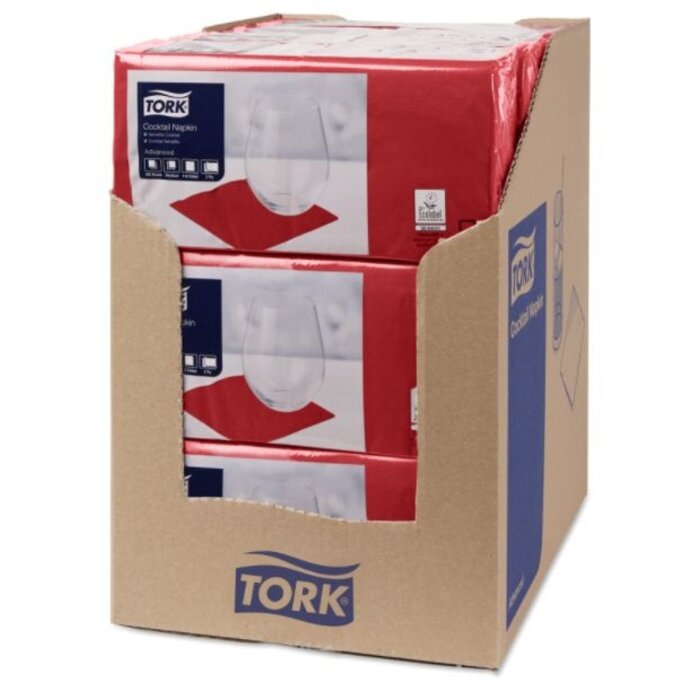 Tork Tork tissue servet 23x23cm 2-laags 1/4-vouw Bordeaux rood 10x300