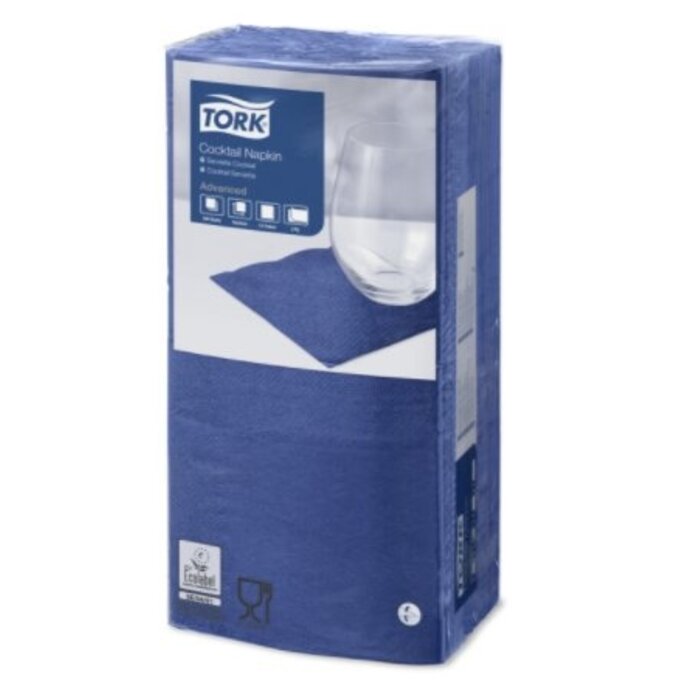 Tork Tork tissue servet 23x23cm 2-laags 1/4-vouw donkerblauw 10x300