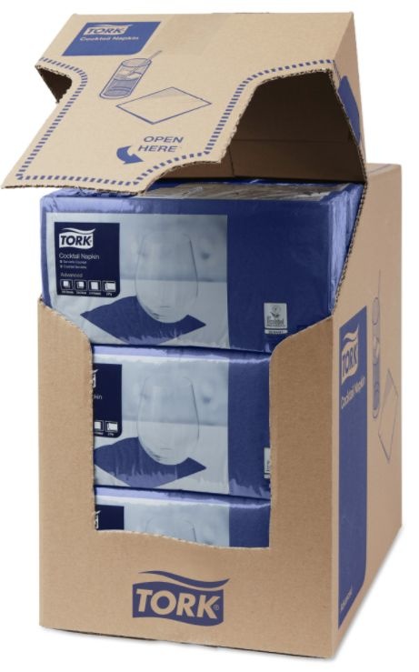Tork Tork tissue servet 23x23cm 2-laags 1/4-vouw donkerblauw 10x300