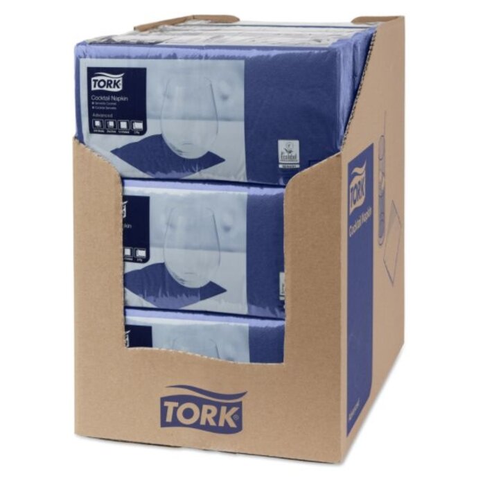 Tork Tork tissue servet 23x23cm 2-laags 1/4-vouw donkerblauw 10x300