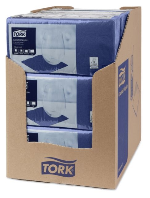 Tork Tork tissue servet 23x23cm 2-laags 1/4-vouw donkerblauw 10x300