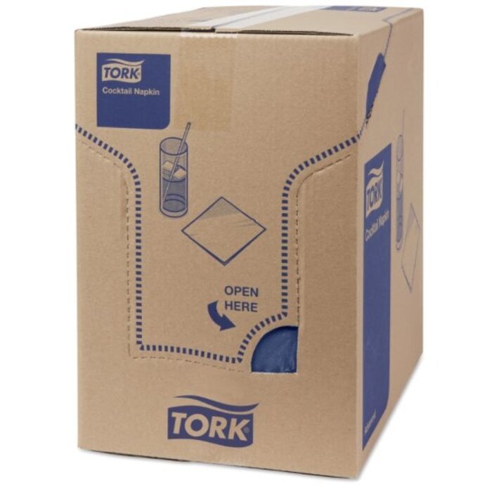 Tork Tork tissue servet 23x23cm 2-laags 1/4-vouw donkerblauw 10x300